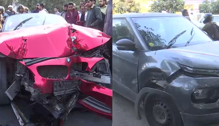 दिल्ली: तेज रफ्तार BMW कार ने मचाया कोहराम, पहले Tata Punch से टकराई, फिर डिवाइडर से भिड़ी, टला बड़ा हादसा