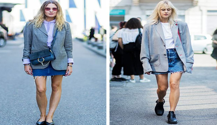 fashion tips,plaid blazer,women fashion,just the blazer,with denim skirt,with a skirt and shirt,fashion trends