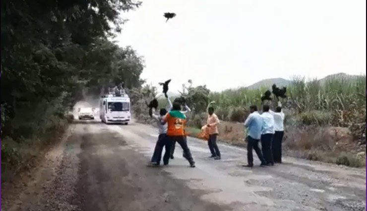 देवेंद्र फडणवीस के काफिले पर छोड़े 'कड़कनाथ मुर्गे', विरोध जताने के लिए किया ऐसा, 3 लोग गिरफ्तार