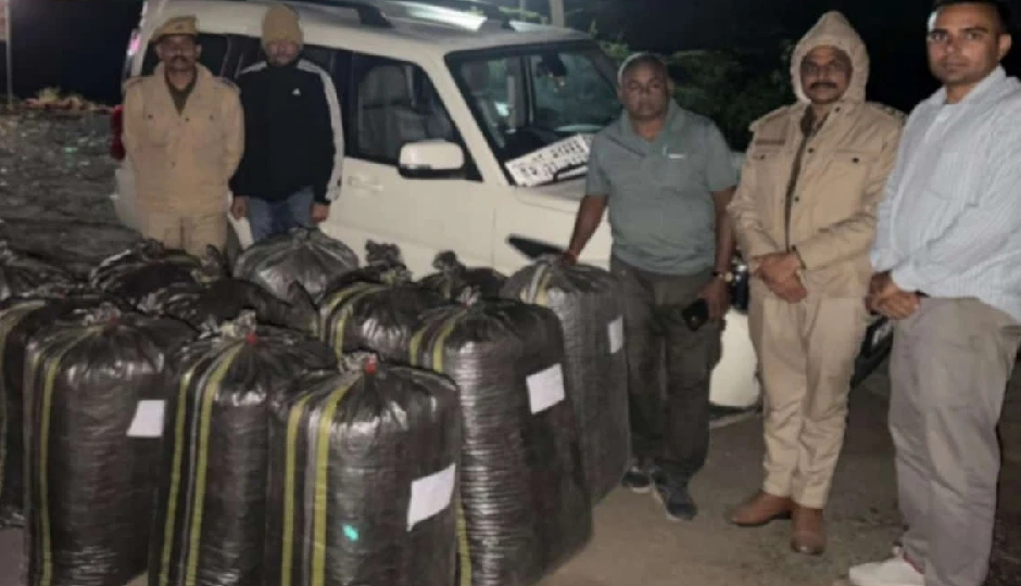 2.97 क्विंटल डोडा-पोस्त जब्त, गाड़ी चालक फरार, नंबर प्लेट बदलकर पुलिस को चकमा देने की कोशिश