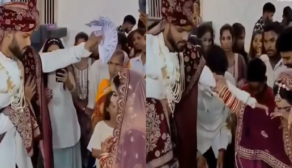 दूल्हे के पैसे उड़ाते ही मेहमानों का असली चेहरा आया सामने, दुल्हन बची गिरने से – वीडियो वायरल