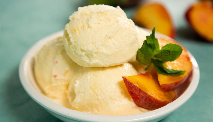eggless peach ice cream,eggless peach ice cream recipe,recipe,ice cream recipe,recipe