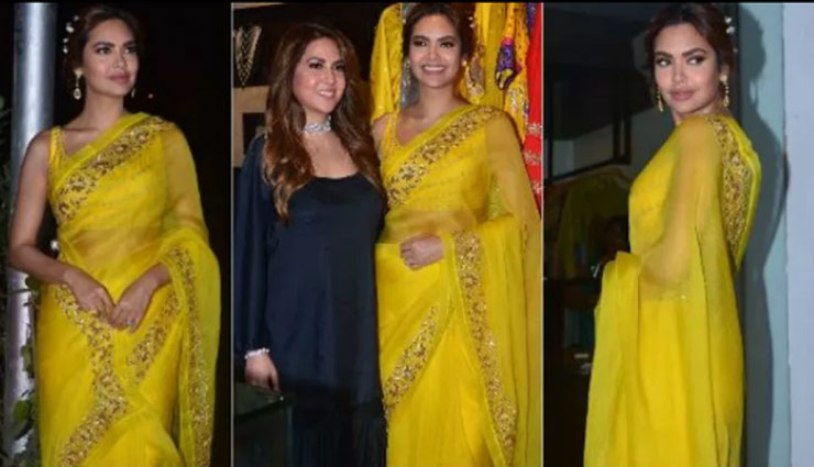 बड़ी बहन के कलेक्शन लॉन्च पर पीली साड़ी में दिखी ईशा गुप्ता, देखे तस्वीरे