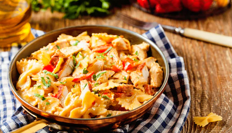 farfalle with chicken and roasted garlic,hunger struck,food,easy recipe