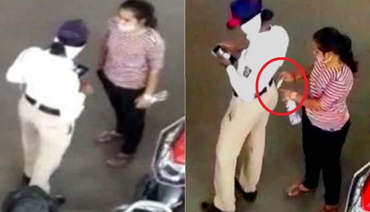 बड़ी चालाकी से महिला पुलिसकर्मी ने ली रिश्वत, लोग बोले -  Direct Pocket pay, वीडियो वायरल 
