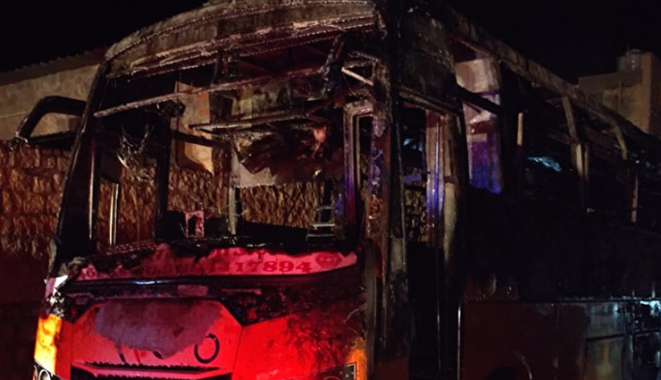 rajasthan,jalore,bus accident,high tension line,fire in bus