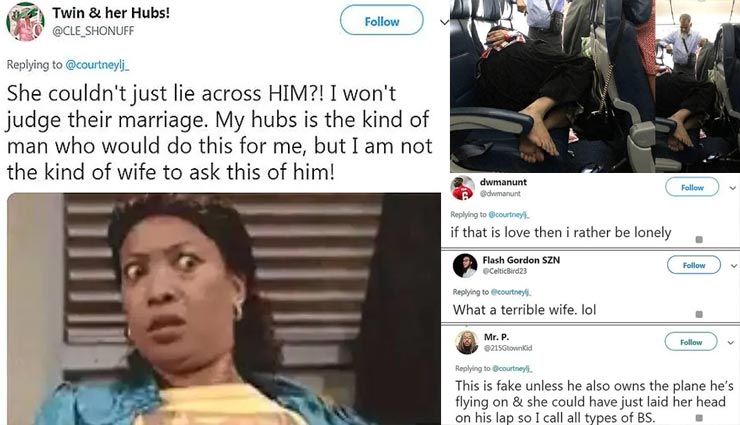 viral,picture,man,standing,flight,wife,lie down,weird news in hindi