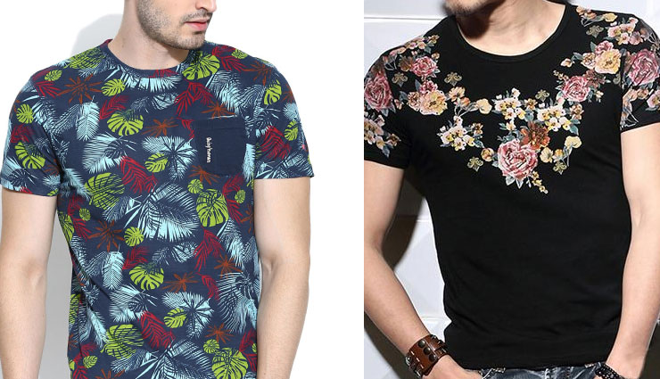 पुरुषो के लिए ट्रेंड में आये ये 5 लेटेस्ट टी शर्ट ट्रेंड्स t shirts trends for men,latest printed t shirts for men,men printed t shirts,slogan printed,god pic printed,3 d prints,self print t shirts,flower print shirts