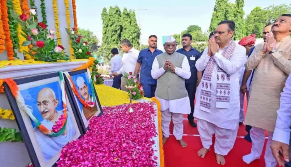 सीएम भजनलाल शर्मा ने महात्मा गांधी और लाल बहादुर शास्त्री को किया नमन