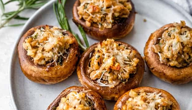 Recipe- Perfect for Weekend Vegetarian Garlic Stuffed Mushrooms
