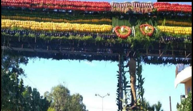 PM मोदी और जिनपिंग के स्वागत में 18 तरह की सब्जियों और फलों सजाया गया गेट gate decorated,18 kinds of vegetables for pm modi and jinping,panch rath of mahabalipuram,tamil nadu,china,india,news,news in hindi