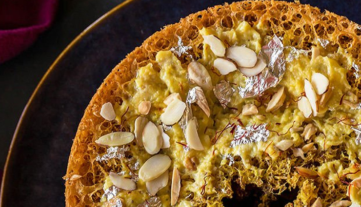 homemade delicious jaipuri ghevar,jaipuri ghevar recipe,ghevar recipe,sweets recipe