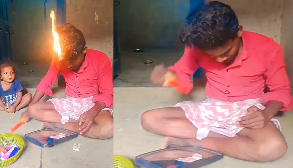 बालों में आग लगाकर स्टाइलिंग: वीडियो देख यूजर्स रह गए दंग, कुछ बोले ‘यूनीक’, कुछ ‘खतरनाक’; Video