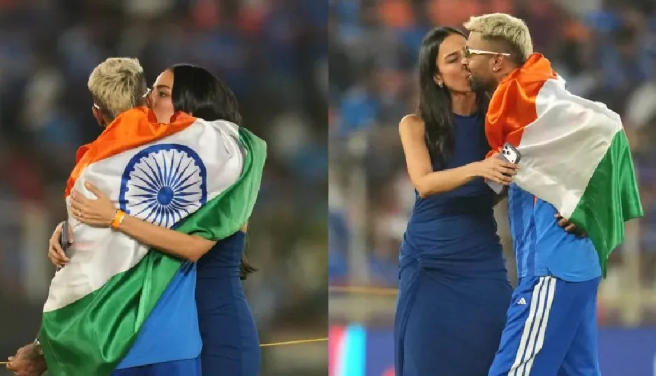 टी20 वर्ल्ड कप जीत के बाद मैदान पर दिखा हार्दिक पांड्या का रोमांटिक अंदाज, गर्लफ्रेंड माहिका शर्मा ने किया किस