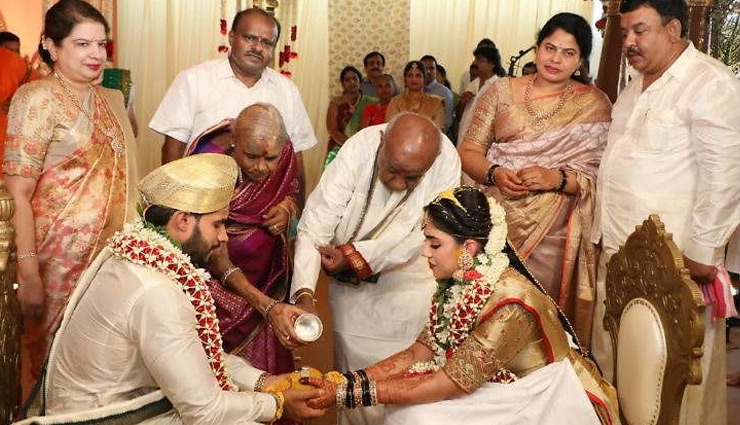 एचडी कुमारस्वामी के बेटे की बेंगलुरु में शादी, करीबी रिश्तेदार ही हुए शामिल