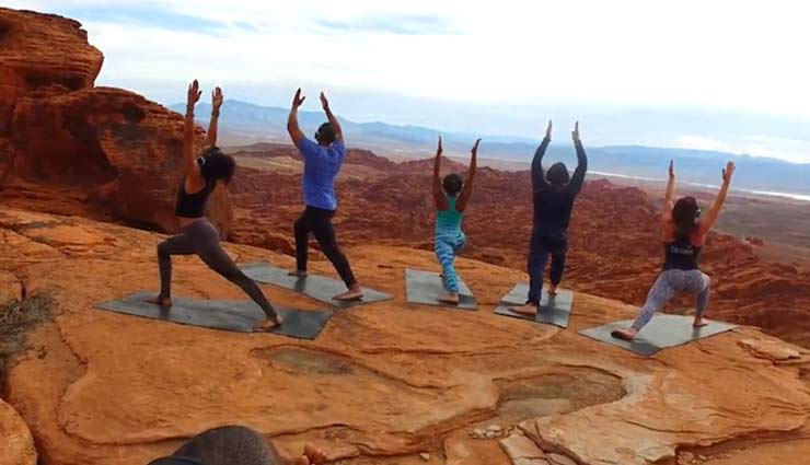 heliyoga most exclusive yoga experience,yoga on top of hill,the valley of fire
