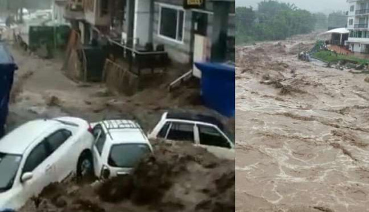 हिमाचल में आफत बनकर आई बारिश, धर्मशाला के भागसू में फटा बादल; गाड़‍ियां बही, बहुमंजिला भवन भी बाढ़ की चपेट में