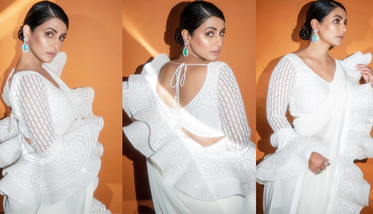 hina khan,hina khan latest photoshoot,hina khan in white color saree,hina khan photos viral,hina khan news,entertainment