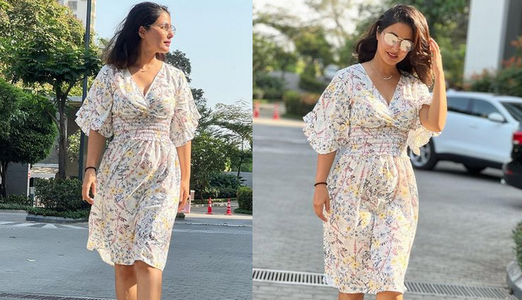 व्हाइट प्रिंटेड शॉर्ट ड्रेस में हिना खान ने ढाया कहर, बीच सड़क पर दिए कमाल के पोज