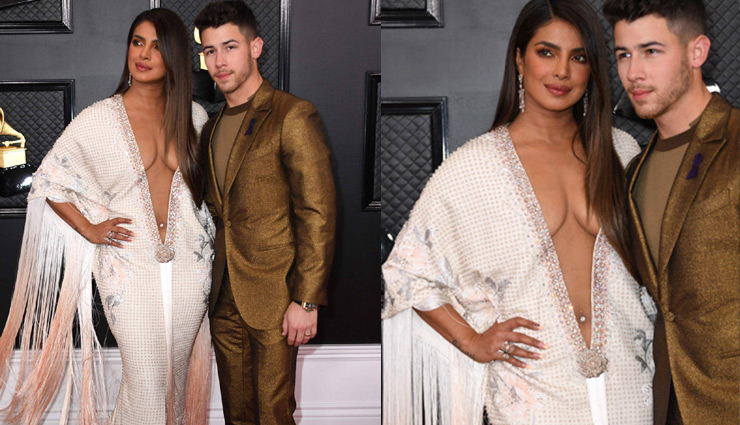 priyanka chopra,nick jonas,hot priyanka chopra,priyanka chopra grammy award red carpet,62 grammy award 2020,red carpet,entertainment