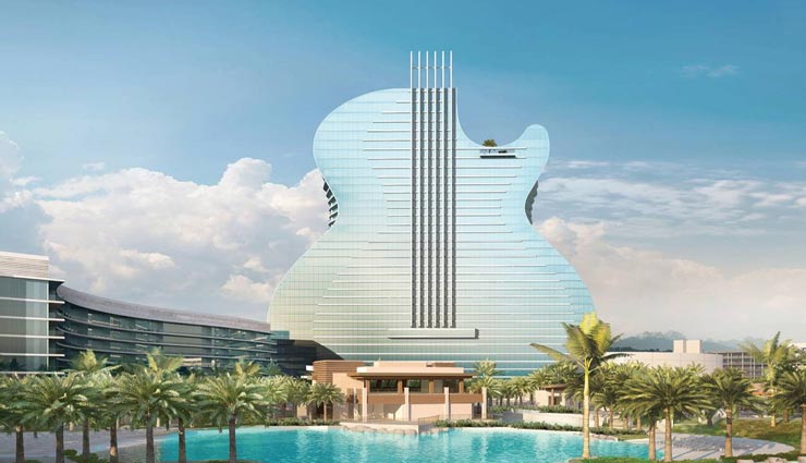 इस होटल का अनोखा डिजाईन कर रहा सबको आकर्षित, सुविधाएं चौकाने वाली weird news,weird hotel,weird hotel design,guitar shaped hotel,america