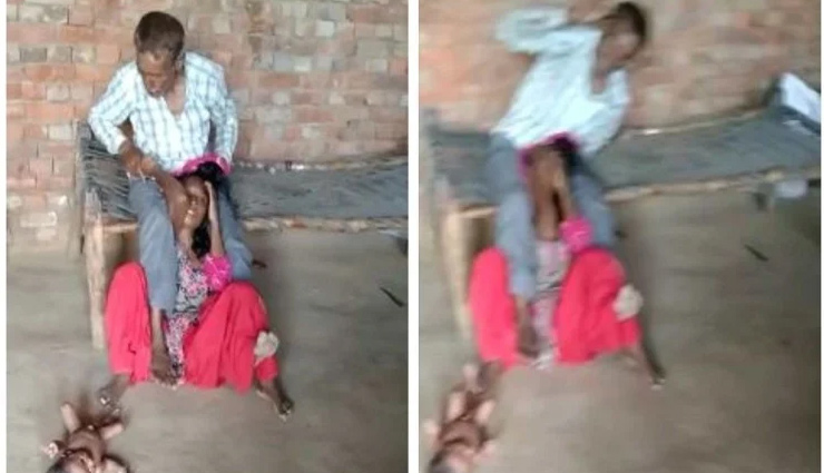 अलीगढ़  / जमीन पर पड़ा मासूम बिलखता रहा, पत्नी की बेरहमी से पिटाई करता रहा पति