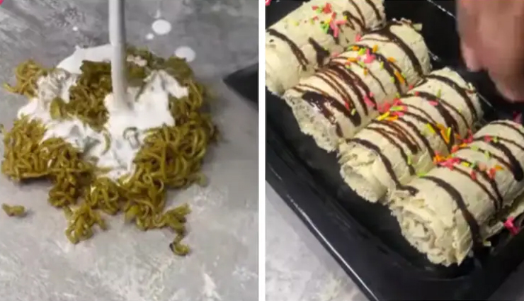 तबाही मचाने वाला एक और वीडियो आया सामने! मैगी पर अत्याचार करते हुए अब किया गया आइसक्रीम के साथ मिक्स