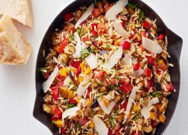 Recipe- Caramelized Eggplant & Onion Orzo is Just Yumm for Dinner