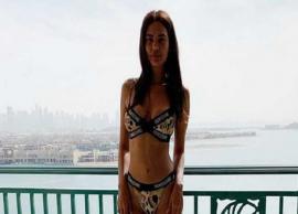Esha Gupta raises the level of hotness in Dubai wearing animal print bikini