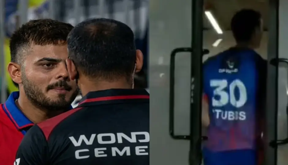 VIDEO: ग्लव्स बदलने पर मचा बवाल, अंपायर के फैसले से भड़के नितीश राणा, स्टब्स ने गुस्से में फेंका हेलमेट VIDEO: ग्लव्स बदलने पर मचा बवाल, अंपायर के फैसले से भड़के नितीश राणा, स्टब्स ने गुस्से में फेंका हेलमेट