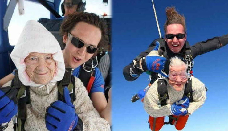 102 साल की महिला बनीं सबसे बुजुर्ग स्काईडाइवर, 14,000 फुट से लगाई छलांग, बनाया रेकॉर्ड 