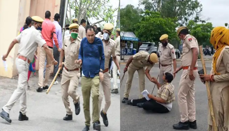 parents clashed with the police,jaipur,rajasthan,ink thrown at the district education officer who came to collect