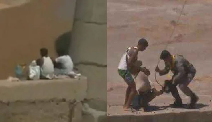 अचानक बढ़ गया जलस्तर, नदी में फंसे 2 लोगों को सेना ने बचाया, वीडियो 