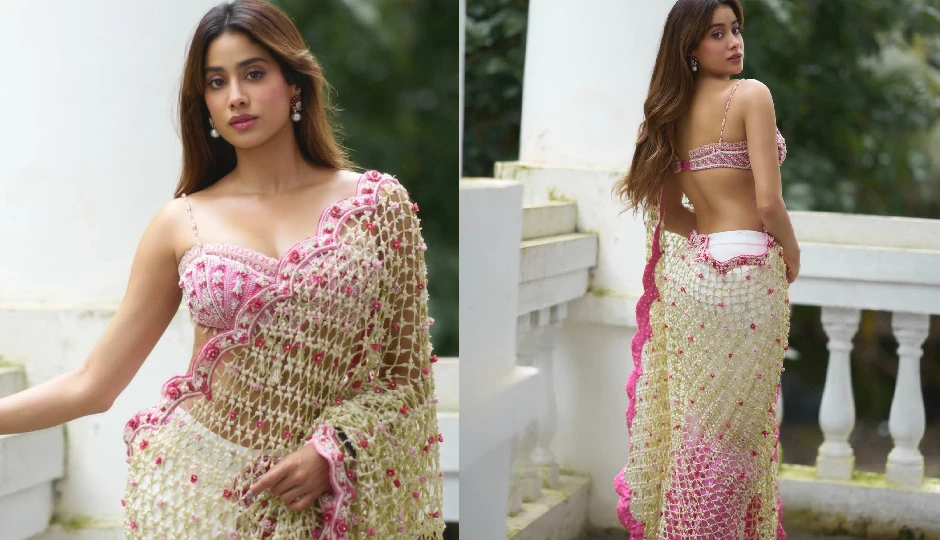 जाह्नवी कपूर का अब तक का सबसे अनोखा लुक, फूलों से सजी साड़ी ने खींचीं सबकी नजरें janhvi kapoor saree look,janhvi kapoor floral saree,janhvi kapoor promotion style,janhvi kapoor param sundari look,janhvi kapoor unique saree,janhvi kapoor fashion,janhvi kapoor latest outfit,janhvi kapoor pink saree