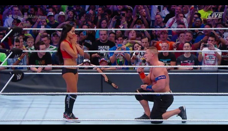 from wrestling ring to proposal ring- john cena and nikki bella,how john cena proposes nikki bella,john cena wrestler,john cena,nikki bella,proposal,romantic,best proposal