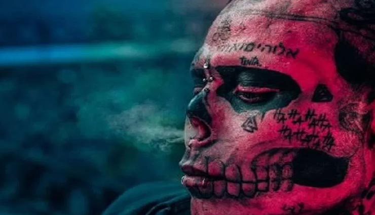 weird man,kalaca skull,colombian tattoo artist,man cuts off nose and ears