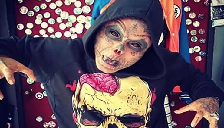 weird man,kalaca skull,colombian tattoo artist,man cuts off nose and ears