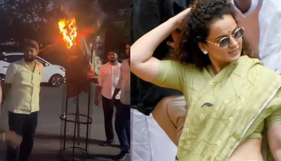 राजस्थान यूनिवर्सिटी में कंगना रनौत के बयान के खिलाफ प्रदर्शन, छात्रों ने फूंका पुतला
