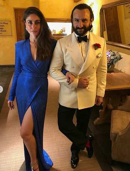 नीले रंग की थाई स्लिट ड्रेस में करीना कपूर ने लगाया हॉटनेस का तड़का, न्यू ईयर पार्टी में सैफ संग ढाया कहर bollywood,new year party,new year 2018,Kareena Kapoor,saif ali khan,taimur ali khan