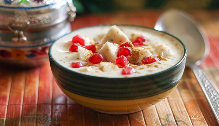 kela anar raita,recipe kela anar raita,recipe,falahar raita