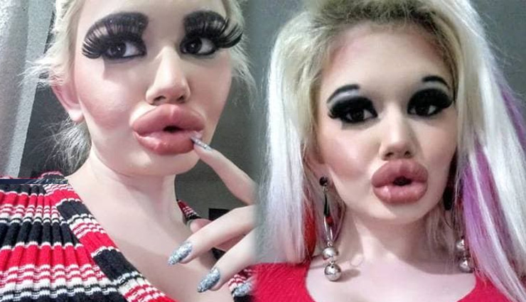 बार्बी डॉल बनना चाहती है ये महिला, अपने होंठों का आकार किया चार गुना weird news in hindi,lips,women lips,big size lips,barbie doll