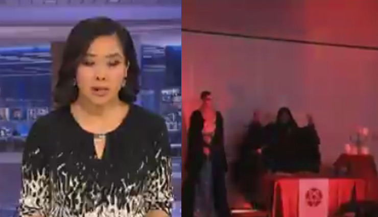 लाइव TV पर न्यूज पढ़ रही थी एंकर, तभी स्क्रीन पर नजर आया 'शैतान', वीडियो देख लोगों के उड़े होश