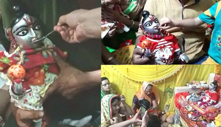 MP: बाल गोपाल लड्डू जी की मूर्ति पी रही दूध, देखने उमड़े लोग