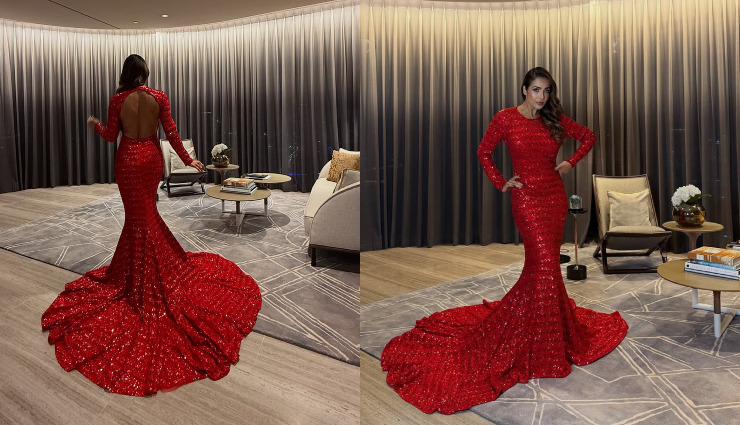 रेड गाउन में मलाइका अरोड़ा का ग्लैमरस अंदाज, फ्लॉन्ट किया टोन्ड फिगर