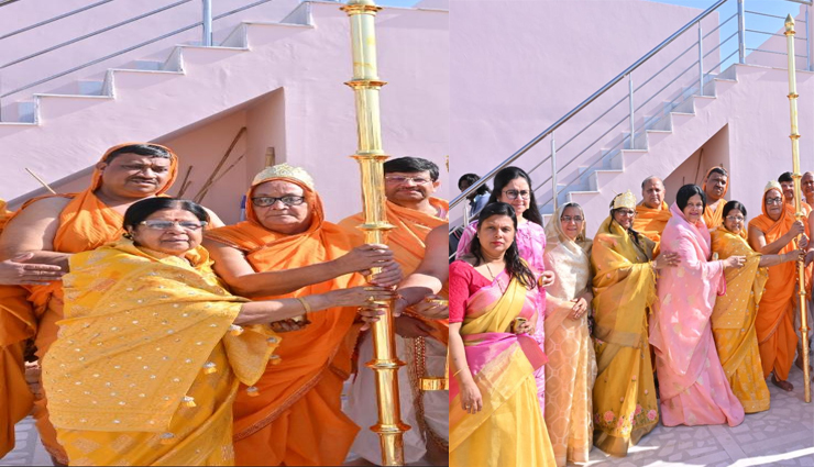 जयपुर: महेश नगर जैन मंदिर में स्थापना दिवस पर शिखर पर ध्वज एवं कलश स्थापित किया 