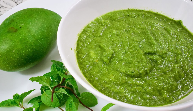 raw mango mint chutney,raw mango mint chutney recipe,chutney recipe,summer chutney,recipe