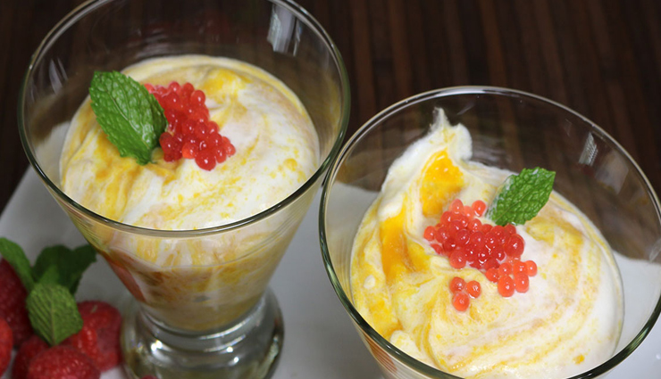 Recipe- Easy To Make Mango Mousse With Raspberry Pearls