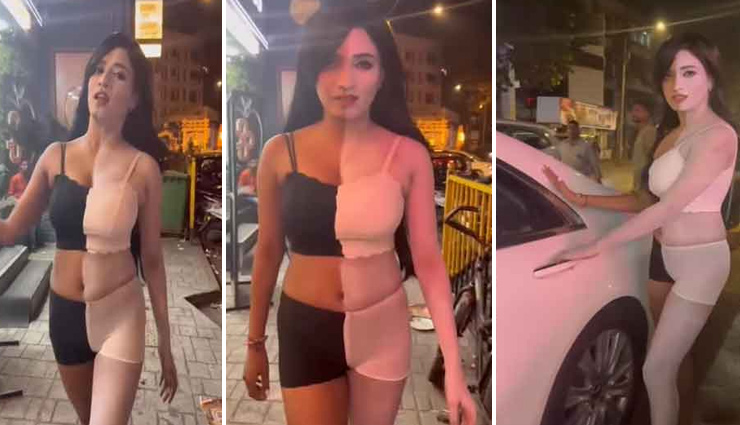 उर्फी जावेद को टक्कर देने आई मिस इंडिया फर्स्ट रनर अप, आधे शरीर को रंग कर ब्रा-शॉर्ट्स में सड़क पर निकली; वीडियो वायरल