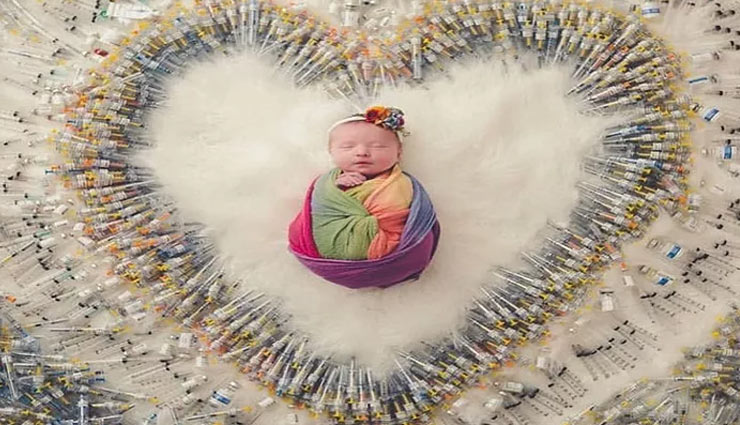 PICS- Miracle baby gets a photo-shoot with 1,616 IVF needles around it 