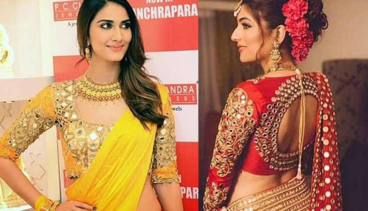 fashion tips,trend blouse,mirror work,suit cut,deep neck,blouse design,trendy blouse